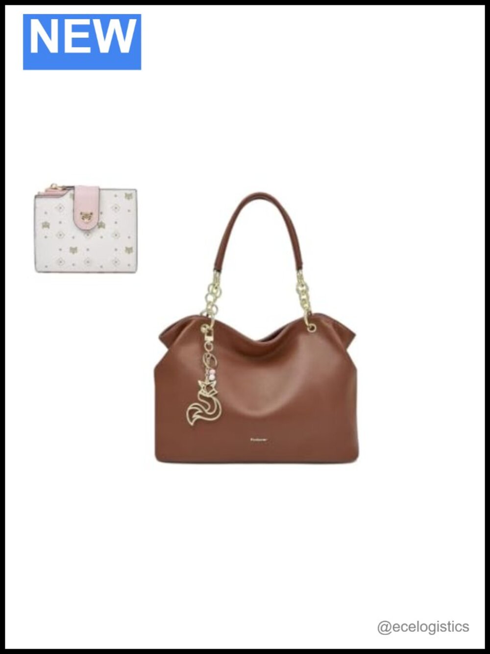 Genuine Leather Tote Bag with Matching Wallet, Large Capacity Handbag Set